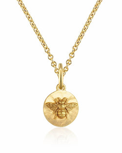 solid 9ct yellow gold small bee coin pendant